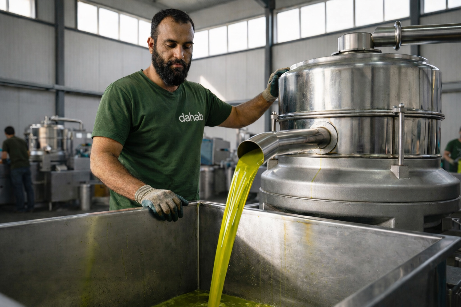 Fresh olive oil being poured from press